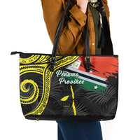 Vanuatu Penama Day Leather Tote Bag Grunge Flag Style - Polynesian Pride