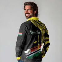 Personalised Vanuatu Penama Day Long Sleeve Polo Shirt Grunge Flag Style - Polynesian Pride