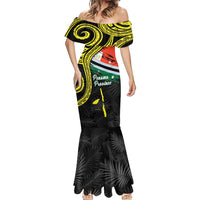Personalised Vanuatu Penama Day Mermaid Dress Grunge Flag Style - Polynesian Pride