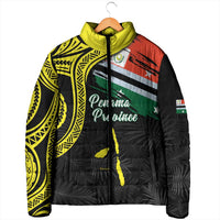 Personalised Vanuatu Penama Day Padded Jacket Grunge Flag Style - Polynesian Pride