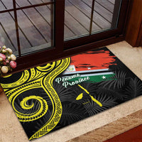 Vanuatu Penama Day Rubber Doormat Grunge Flag Style - Polynesian Pride