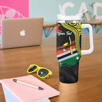 Personalised Vanuatu Penama Day Tumbler With Handle Grunge Flag Style - Polynesian Pride