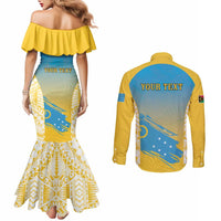 Personalised Vanuatu Sanma Day Couples Matching Mermaid Dress and Long Sleeve Button Shirt Special Style - Polynesian Pride