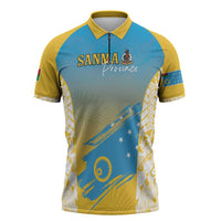 Personalised Vanuatu Sanma Day Zipper Polo Shirt Special Style LT05 Yellow - Polynesian Pride