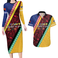 Love Torba PNG Day Couples Matching Long Sleeve Bodycon Dress and Hawaiian Shirt Together We Grow - Polynesian Pride