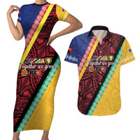 Love Torba PNG Day Couples Matching Short Sleeve Bodycon Dress and Hawaiian Shirt Together We Grow - Polynesian Pride