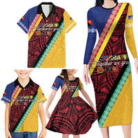 Love Torba PNG Day Family Matching Long Sleeve Bodycon Dress and Hawaiian Shirt Together We Grow - Polynesian Pride