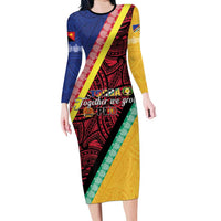 Love Torba PNG Day Family Matching Long Sleeve Bodycon Dress and Hawaiian Shirt Together We Grow - Polynesian Pride