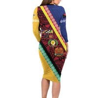 Love Torba PNG Day Long Sleeve Bodycon Dress Together We Grow - Polynesian Pride