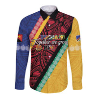 Love Torba PNG Day Long Sleeve Button Shirt Together We Grow - Polynesian Pride
