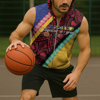 Love Torba PNG Day Sleeveless Zip Hoodie Together We Grow - Polynesian Pride