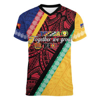 Love Torba PNG Day Women V-Neck T-Shirt Together We Grow - Polynesian Pride