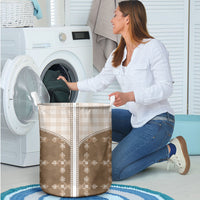 Beige Hawaii Paniolo Quilt Motif Laundry Basket
