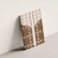 Beige Hawaii Paniolo Quilt Motif Canvas Wall Art