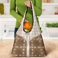 Beige Hawaii Paniolo Quilt Motif Grocery Bag
