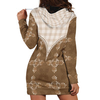 Beige Hawaii Paniolo Quilt Motif Hoodie Dress