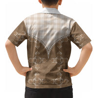 Beige Hawaii Paniolo Quilt Motif Kid Hawaiian Shirt