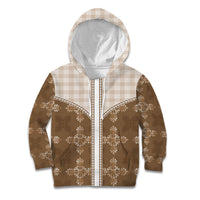Beige Hawaii Paniolo Quilt Motif Kid Hoodie