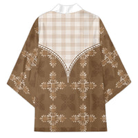 Beige Hawaii Paniolo Quilt Motif Kimono
