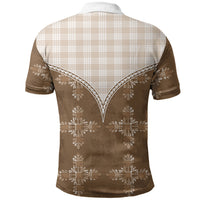 Beige Hawaii Paniolo Quilt Motif Polo Shirt