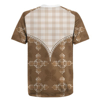 Beige Hawaii Paniolo Quilt Motif Rugby Jersey