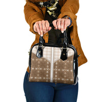 Beige Hawaii Paniolo Quilt Motif Shoulder Handbag