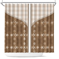 Beige Hawaii Paniolo Quilt Motif Shower Curtain