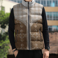 Beige Hawaii Paniolo Quilt Motif Sleeveless Puffer Jacket