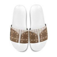 Beige Hawaii Paniolo Quilt Motif Slide Sandals