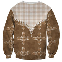 Beige Hawaii Paniolo Quilt Motif Sweatshirt