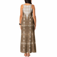Beige Hawaii Paniolo Quilt Motif Tank Maxi Dress