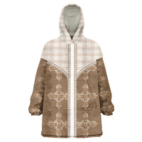 Beige Hawaii Paniolo Quilt Motif Wearable Blanket Hoodie