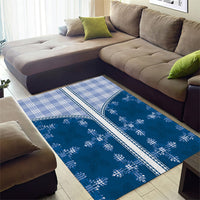 Blue Hawaii Paniolo Quilt Motif Area Rug