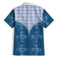 Blue Hawaii Paniolo Quilt Motif Hawaiian Shirt
