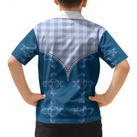 Blue Hawaii Paniolo Quilt Motif Hawaiian Shirt