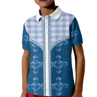 Blue Hawaii Paniolo Quilt Motif Kid Polo Shirt