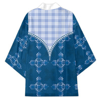 Blue Hawaii Paniolo Quilt Motif Kimono