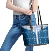 Blue Hawaii Paniolo Quilt Motif Leather Tote Bag