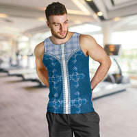 Blue Hawaii Paniolo Quilt Motif Men Tank Top