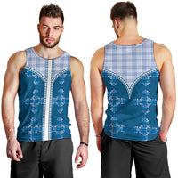 Blue Hawaii Paniolo Quilt Motif Men Tank Top