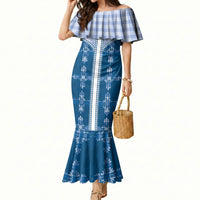 Blue Hawaii Paniolo Quilt Motif Mermaid Dress