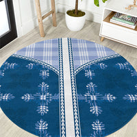 Blue Hawaii Paniolo Quilt Motif Round Carpet