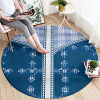 Blue Hawaii Paniolo Quilt Motif Round Carpet