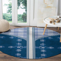 Blue Hawaii Paniolo Quilt Motif Round Carpet