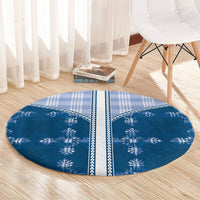 Blue Hawaii Paniolo Quilt Motif Round Carpet