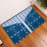 Blue Hawaii Paniolo Quilt Motif Rubber Doormat