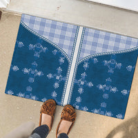 Blue Hawaii Paniolo Quilt Motif Rubber Doormat