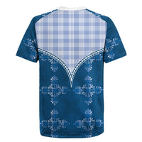 Blue Hawaii Paniolo Quilt Motif Rugby Jersey