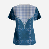Blue Hawaii Paniolo Quilt Motif Scrub Top