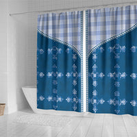 Blue Hawaii Paniolo Quilt Motif Shower Curtain